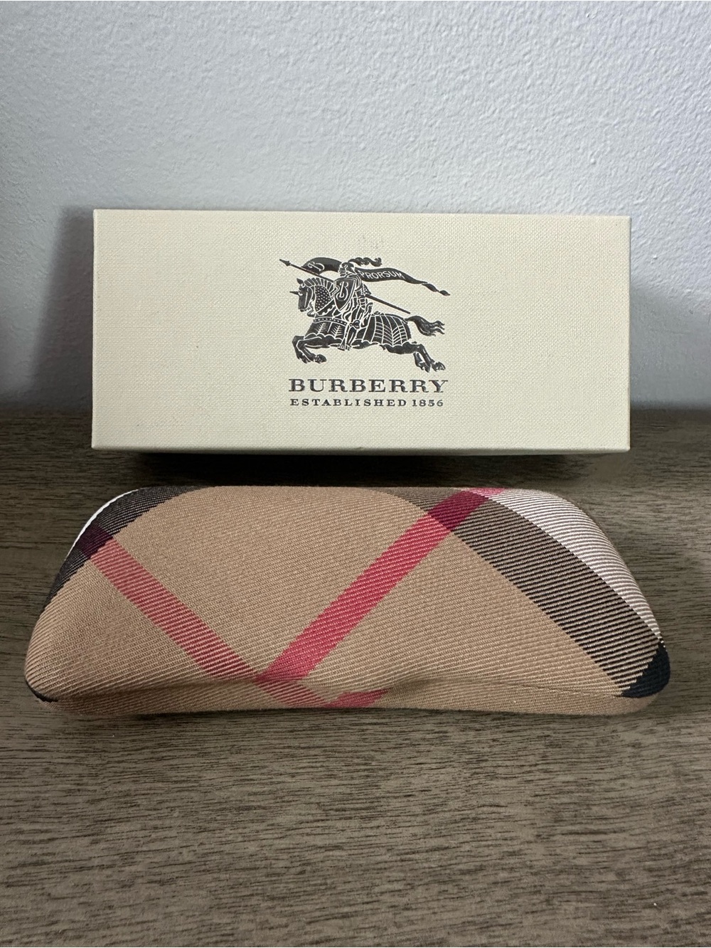Burberry Beige and Red Check Eyewear Case